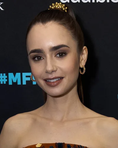Lily Collins, a Cool Winter celebrity example