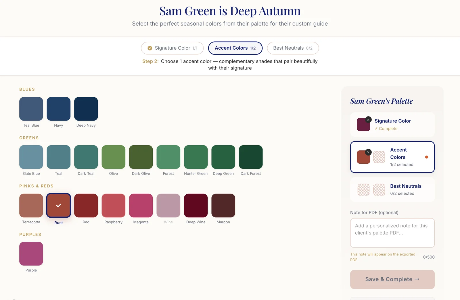 Hathaura color picker: choosing a client’s signature and accent colors from their season palette